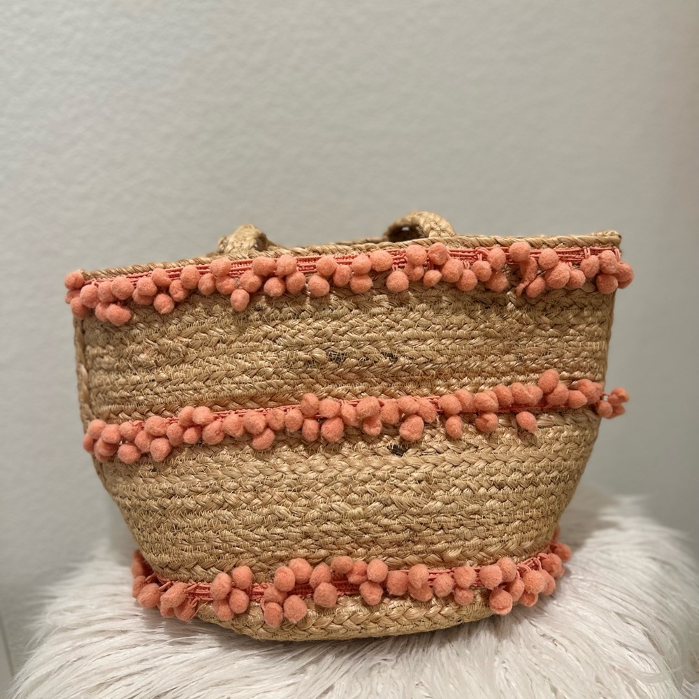 ⚜️💛⚜️Shiraleah Aubrey small pompom Jute Bag Bohemian - Picture 5 of 17